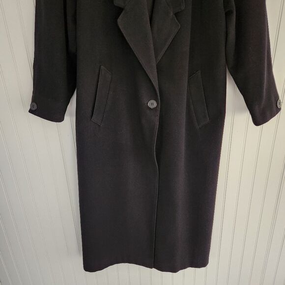 KRISTEN BLAKE Vintage Black Wool Cashmere Blend Essential Trench Coat size 10 - Picture 3 of 9